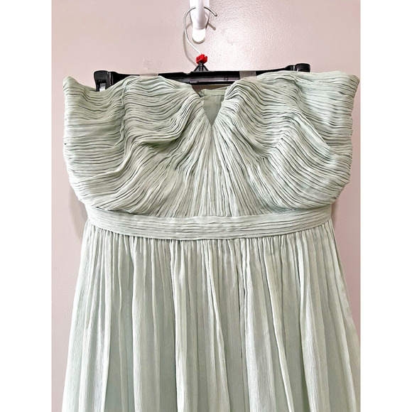 J Crew Cocktail Bridesmaids Sage green Chiffon Sweetheart Romantic Maxi Dress-8 - Picture 4 of 11